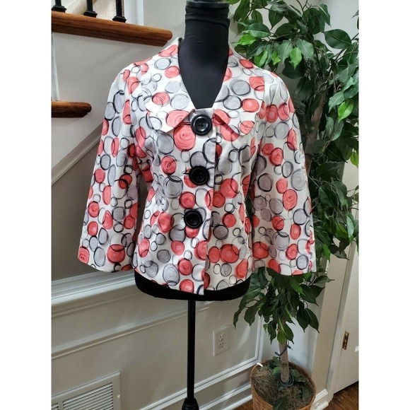 Andre Oliver Women's Multicolor Cotton Long Sleeve Three Buttons Jacket Size 12 - Picture 12 of 12